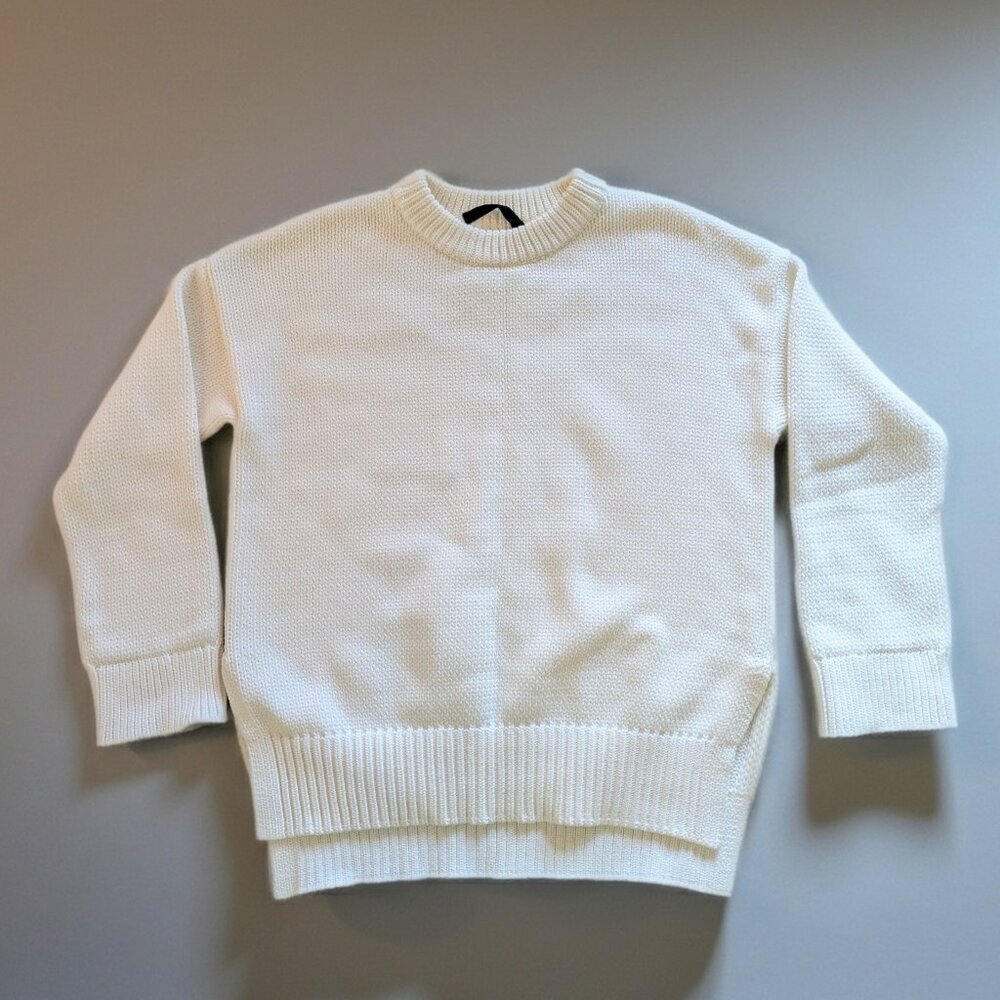 Jenni Kayne chunky crewneck cotton sweater in ivory white Size XS NWOT - Picture 6 of 11